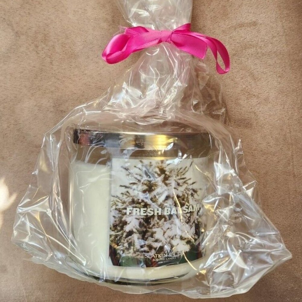Slatkin & Co. FRESH BALSAM Large Scented 3-Wick Candle 14.5oz Christmas BBW NEW